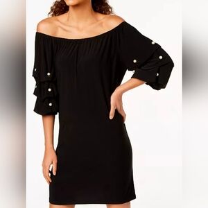 Roz & Ali Off-The-Shoulder Faux-Pearl Embellished Dress